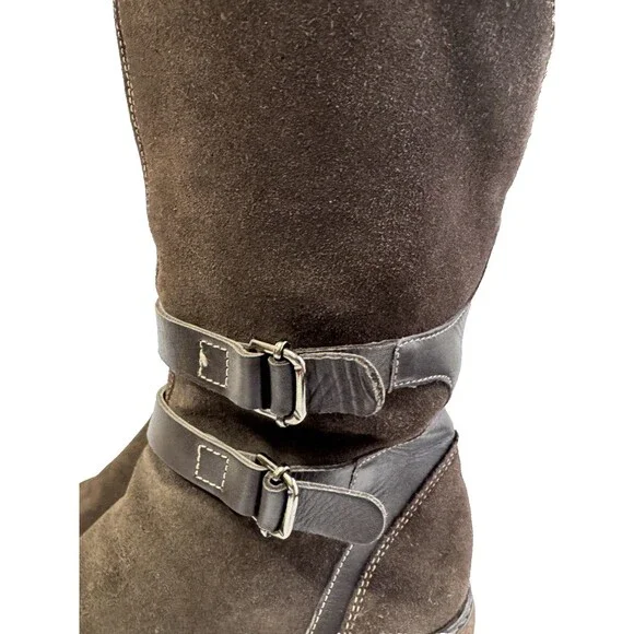 Aquatalia Women’s Mid Calf Boots Brown Suede Waterproof Block Heel Size 7.5 - Picture 10 of 16